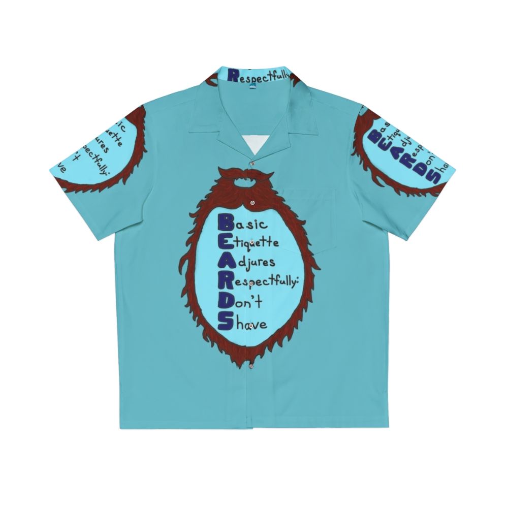 A Hawaiian shirt with a beard acrostic design