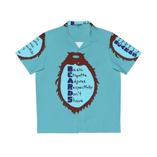 A Hawaiian shirt with a beard acrostic design