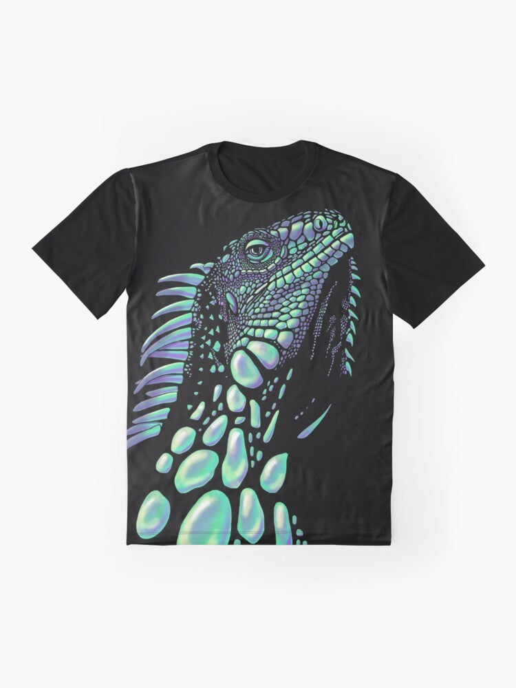 An illustration of an iguana surrounded by colorful soap bubbles, highlighting the nature and wildlife design. - Flat lay