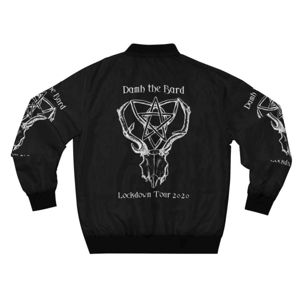 Pagan Lockdown Tour 2020 Bomber Jacket with a white graphic on a transparent background - Back