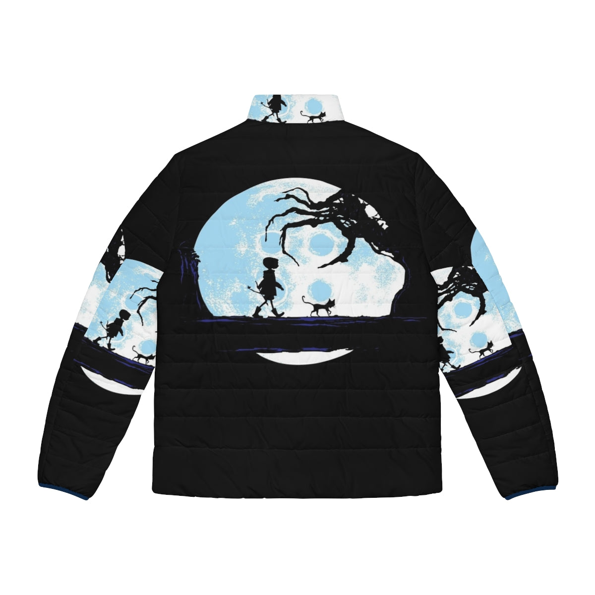 A stylish puffer jacket with a moon and astronaut design, perfect for space enthusiasts - Back