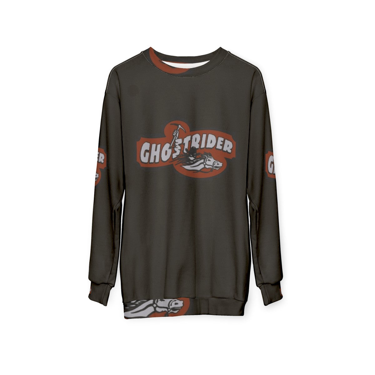 Ghostrider Sweatshirt featuring the iconic Ghostrider roller coaster at Knotts Berry Farm amusement park - hanging