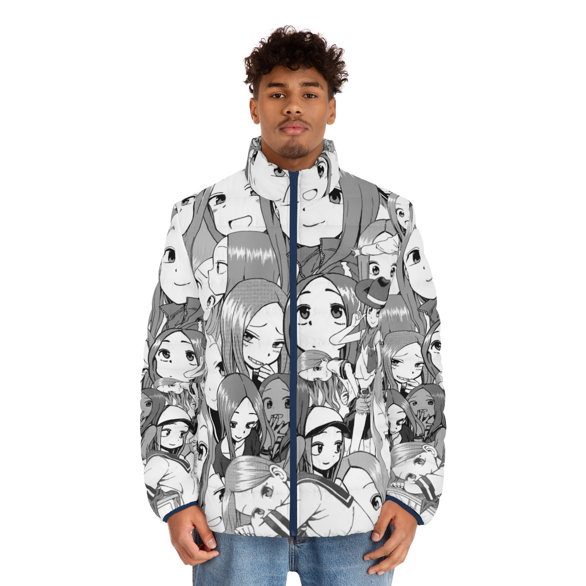 Smug Takagi San Queen Puffer Jacket - Anime Inspired Winter Fashion - men front