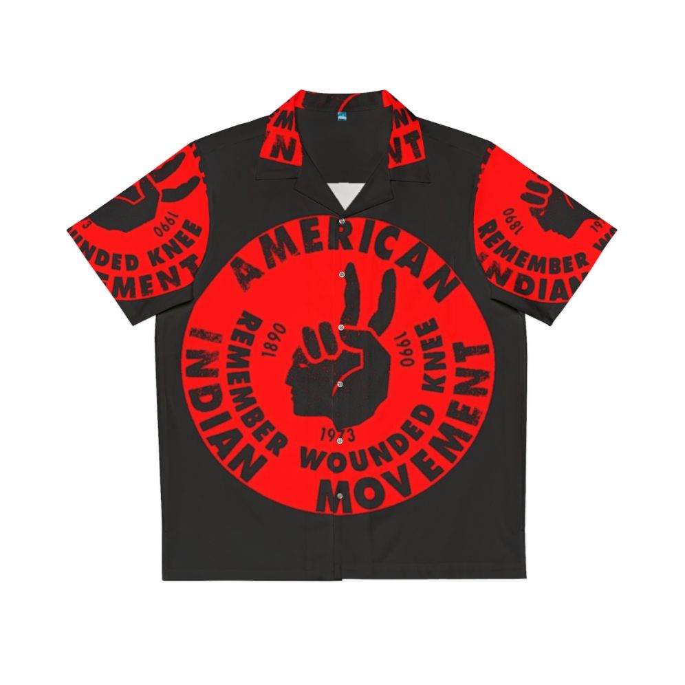 Aim American Indian Movement Hawaii Shirt with Native American Symbols and Designs