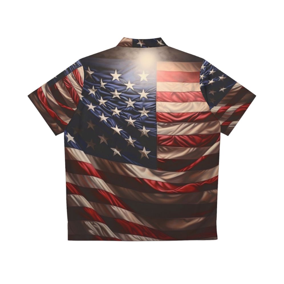 Patriotic American flag digital print Hawaiian shirt - Back