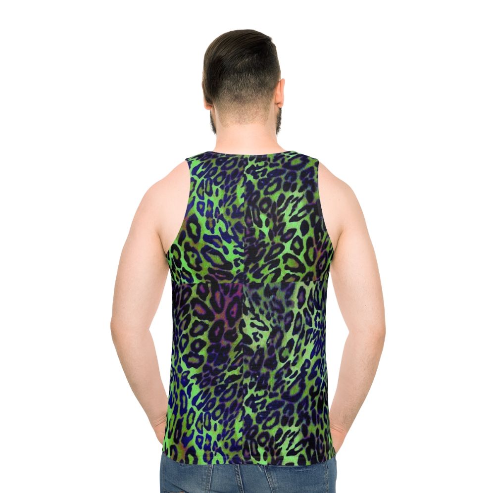 Colorful leopard print unisex tank top - men back