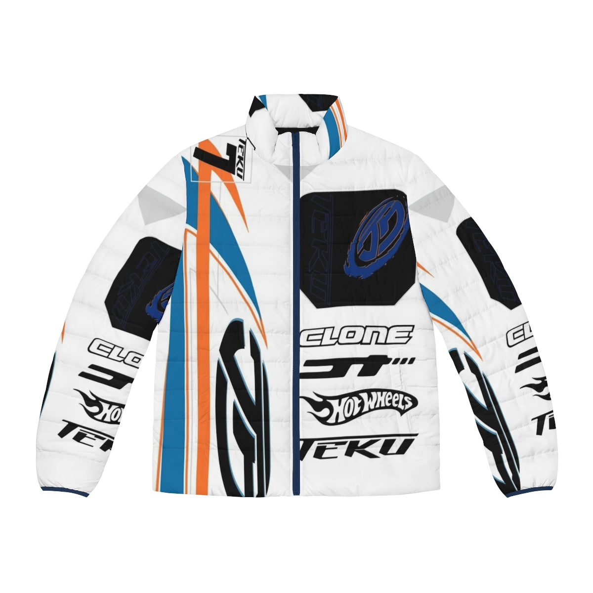 Power Rage Puffer Jacket with Acceleracers and Hot Wheels inspired design