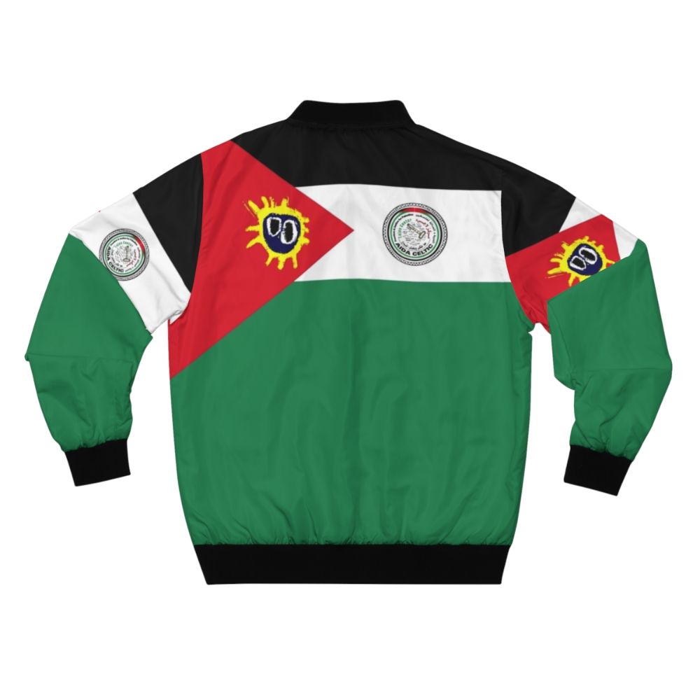 Aida Celtic Primal Scream Bomber Jacket with Football and Palestine Inspired Design - Back