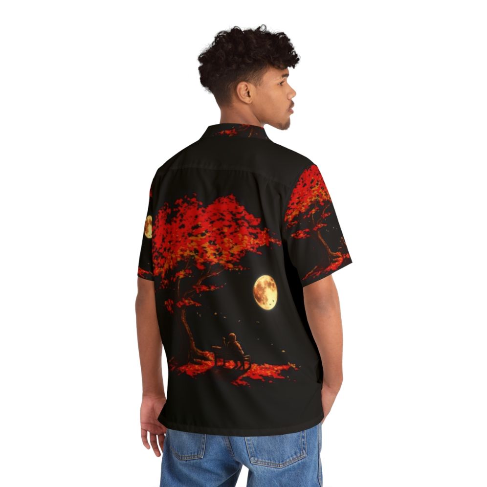 Autumn Moon Hawaiian Shirt with nature and space elements - People Back