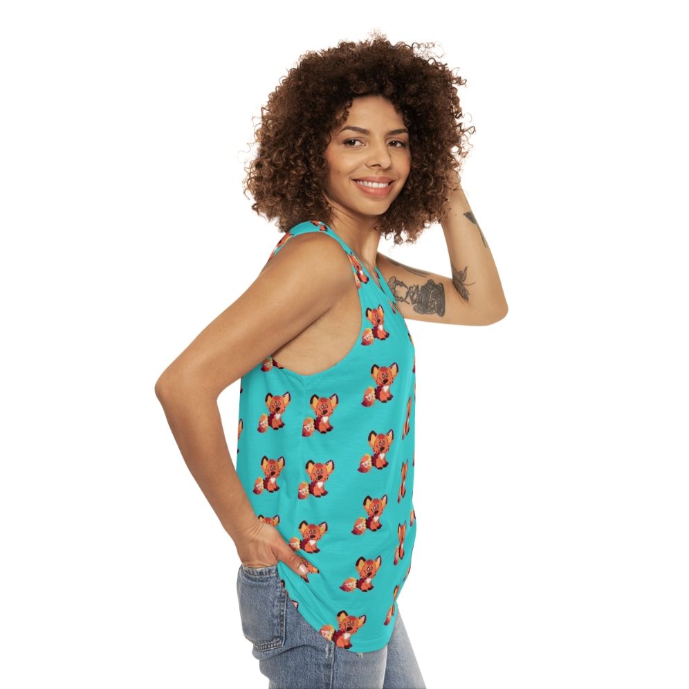 Neurodivergent ADHD fox unisex tank top with butterfly design - women side