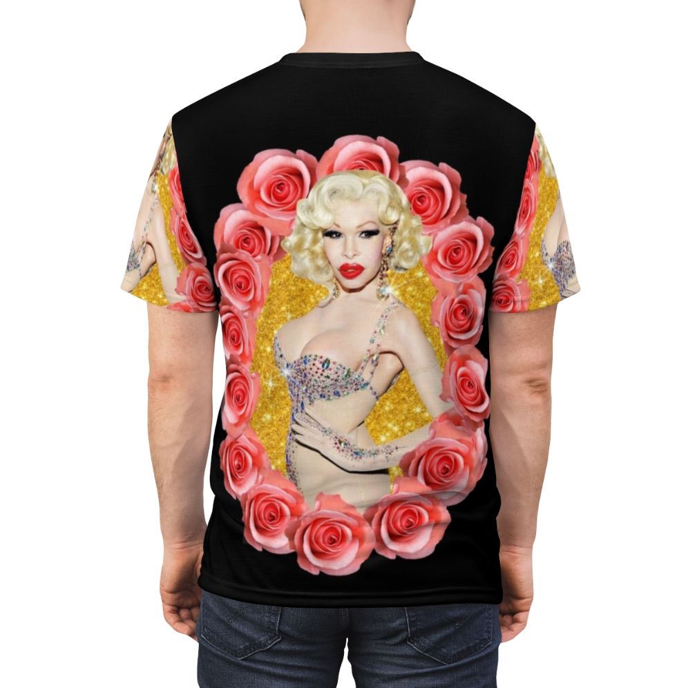 Vibrant AOP t-shirt featuring the iconic image of Amanda Lepore, a legendary LGBTQ figure and fashion icon. - men back