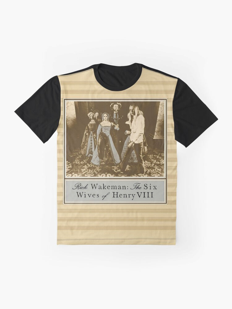 Rick Wakeman's "The Six Wives of Henry VIII" (1973) progressive rock album cover graphic t-shirt - Flat lay