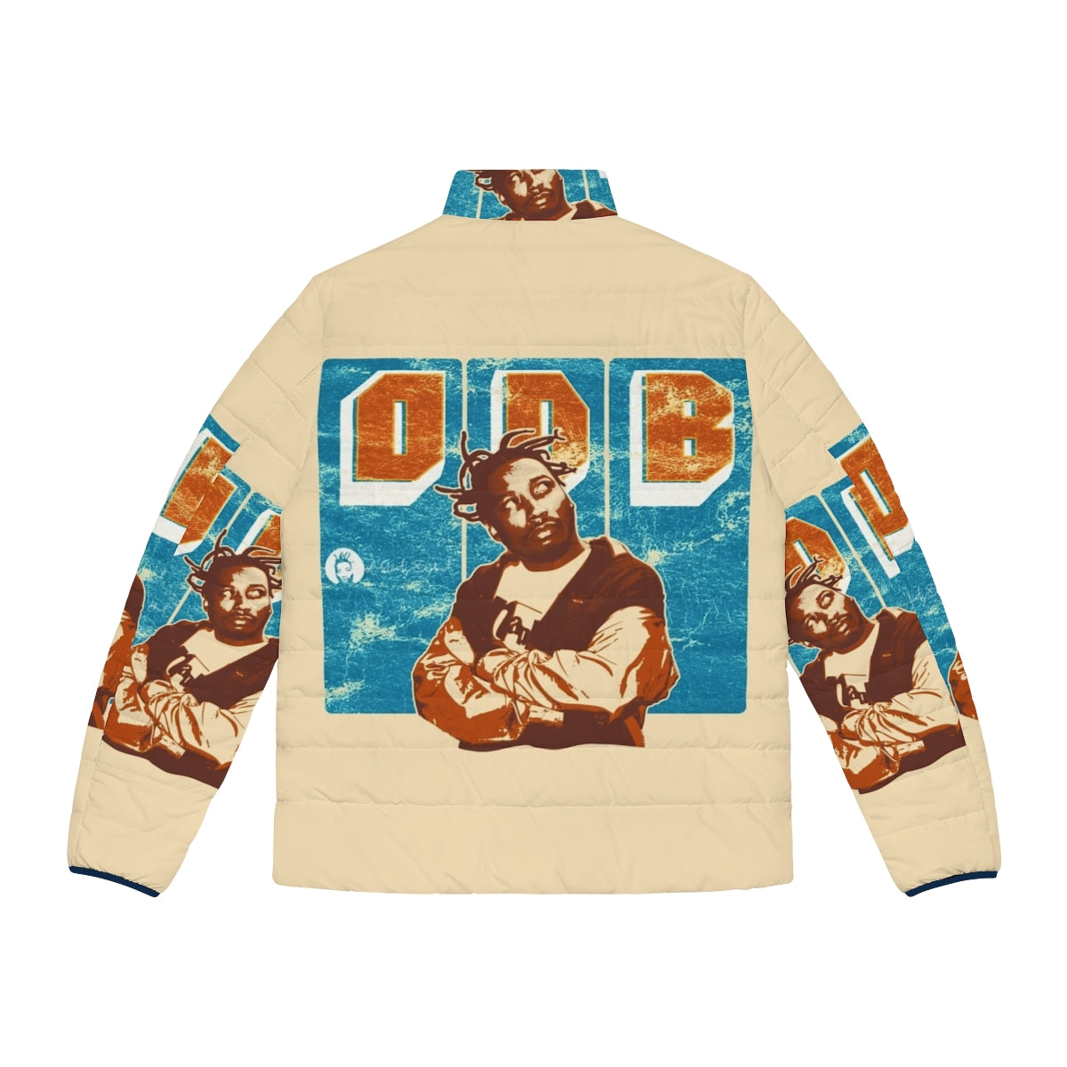 Ol Dirty Bastard inspired puffer jacket, featuring the iconic ODB logo - Back