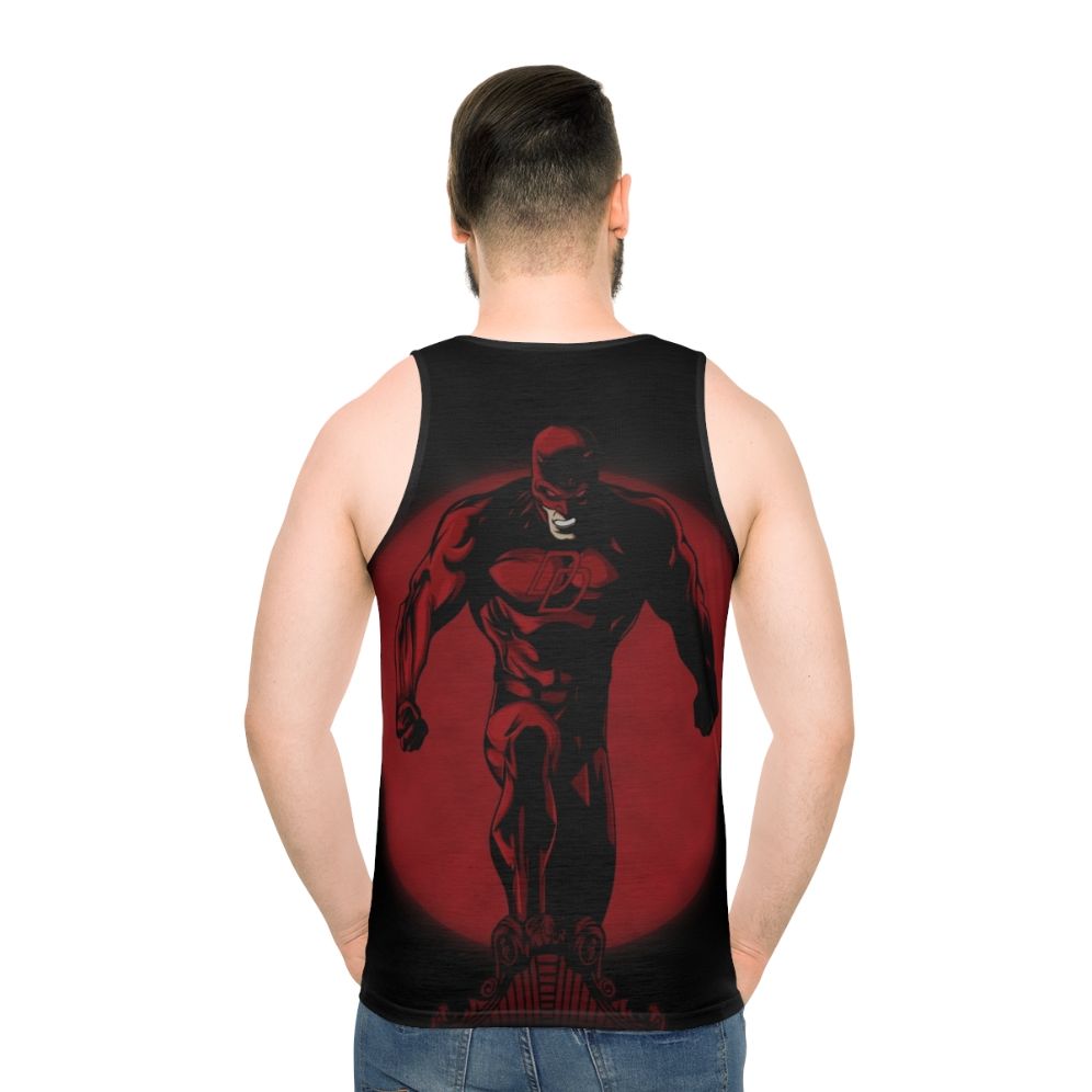 Unisex devil superhero tank top - men back