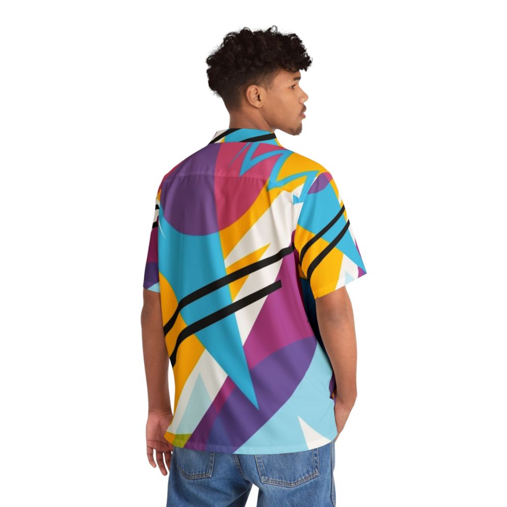 80s style retro fashion hawaiian shirt with radical pattern - Flat lay