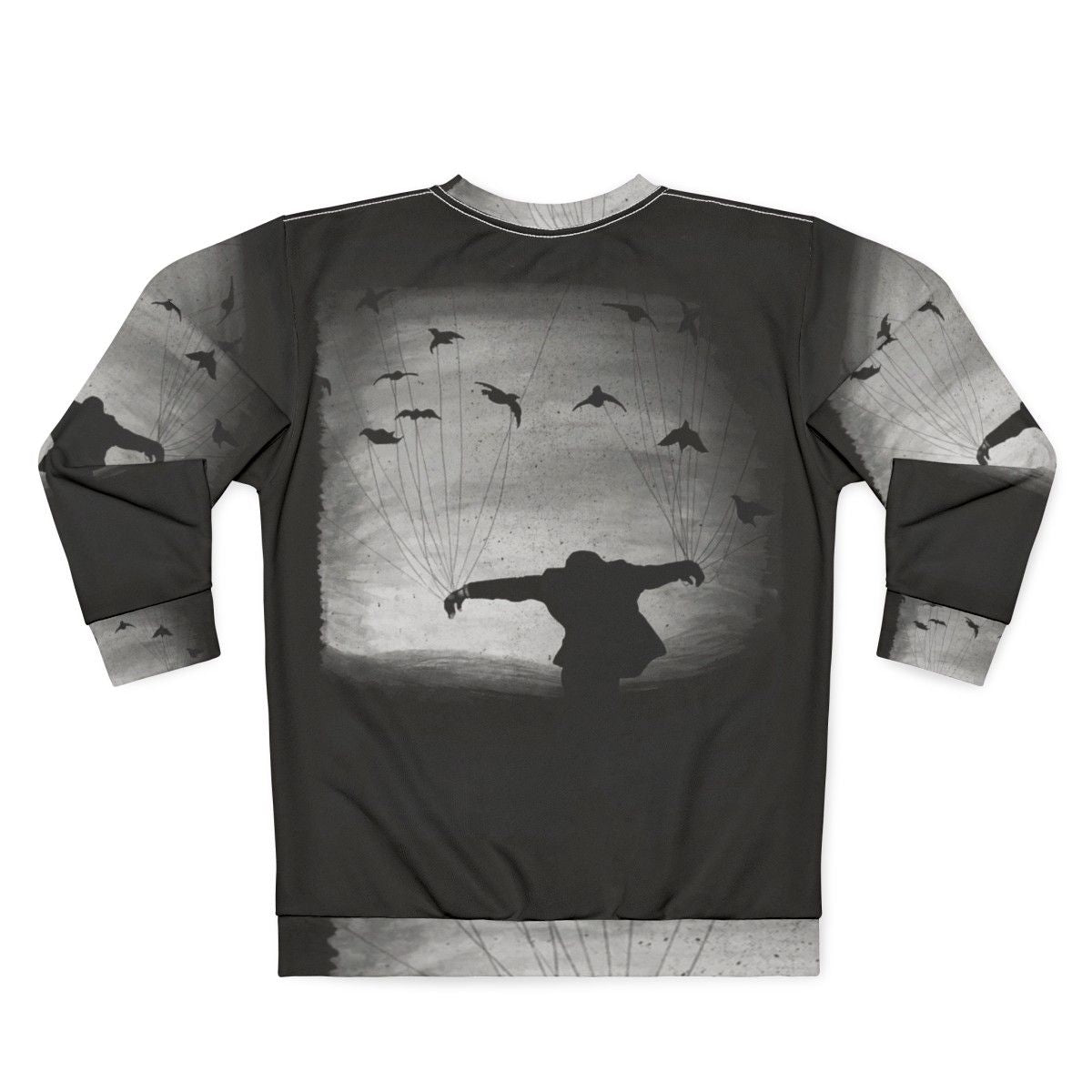 Hand-painted sweatshirt with mysterious raven design - Back