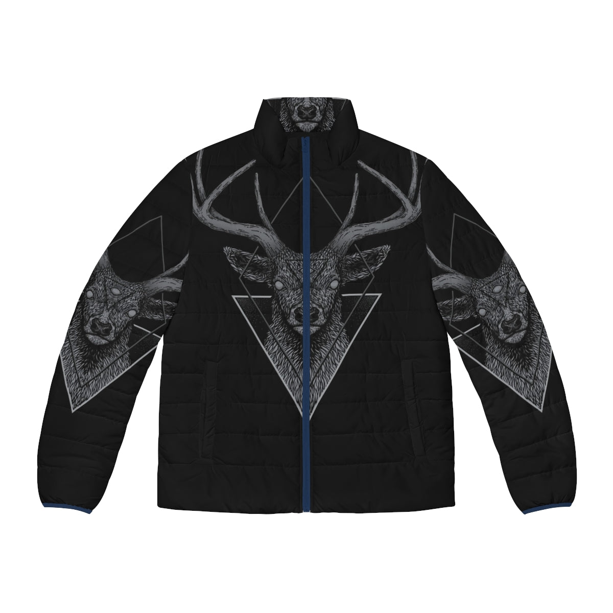 Dark deer geometric puffer jacket for cold weather