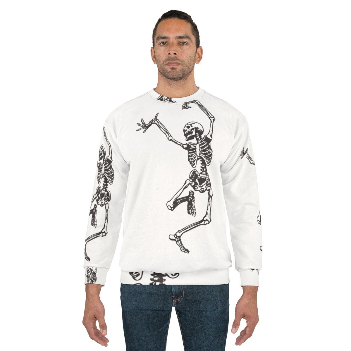 Vintage-style 'Dance With Death' sweatshirt with a mystical skull design - men