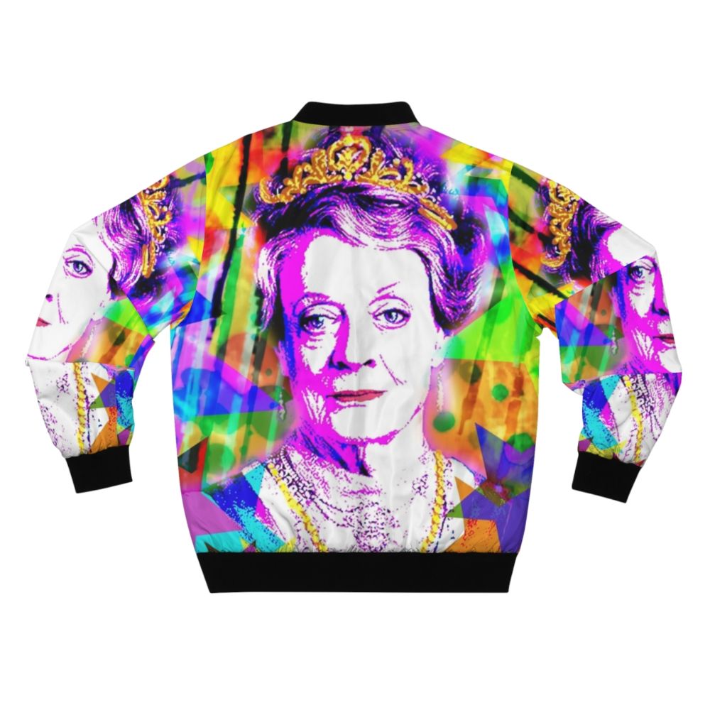 Maggie Smith wearing a stylish bomber jacket, representing the LGBTQ community - Back