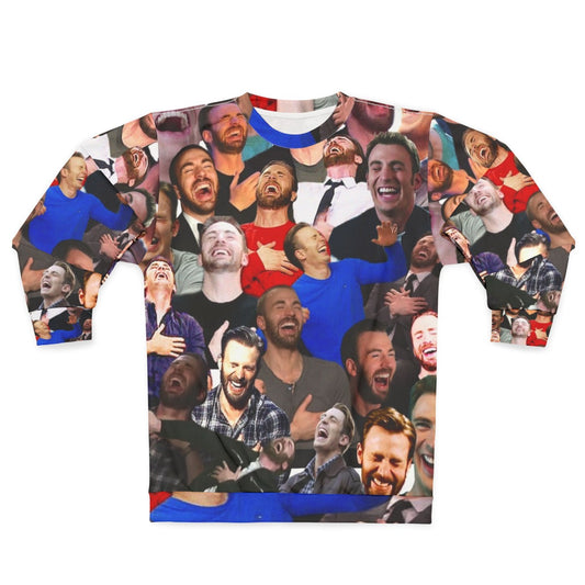 Chris Evans Laughing Sweatshirt - Funny Marvel Superhero Meme Collage