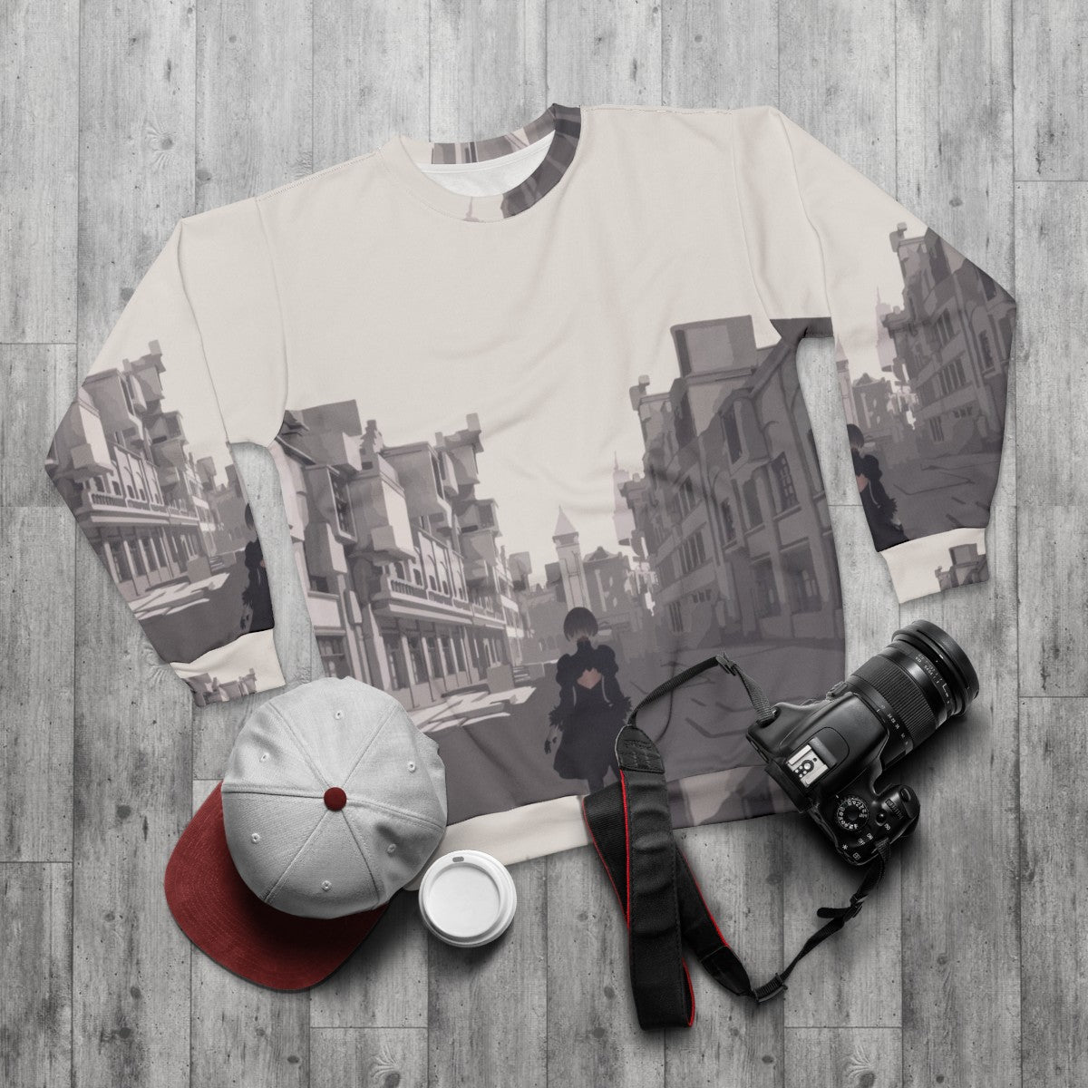 Nier Automata Copied City Sweatshirt - flat lay