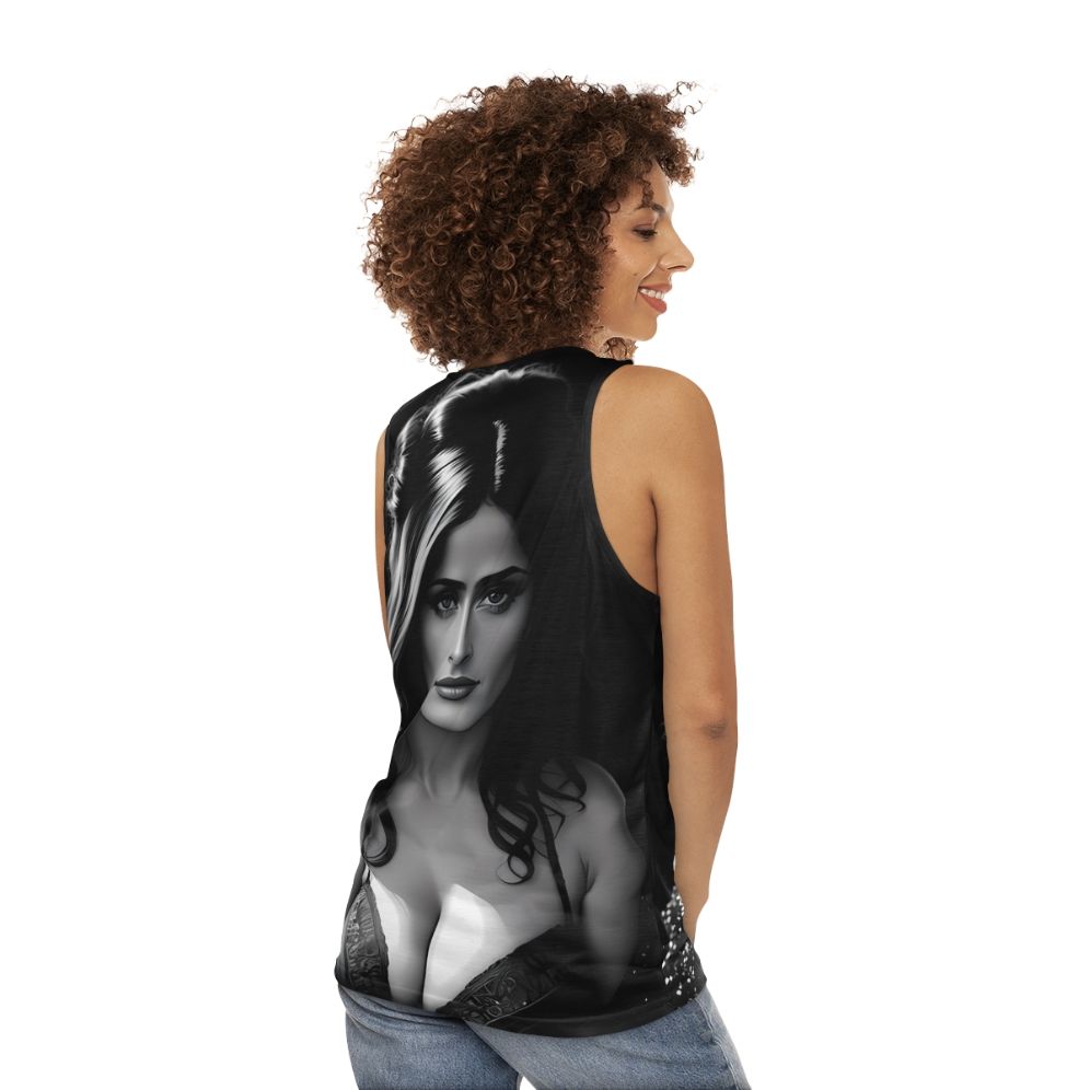 Vintage gangster femme fatale art print unisex tank top - women back