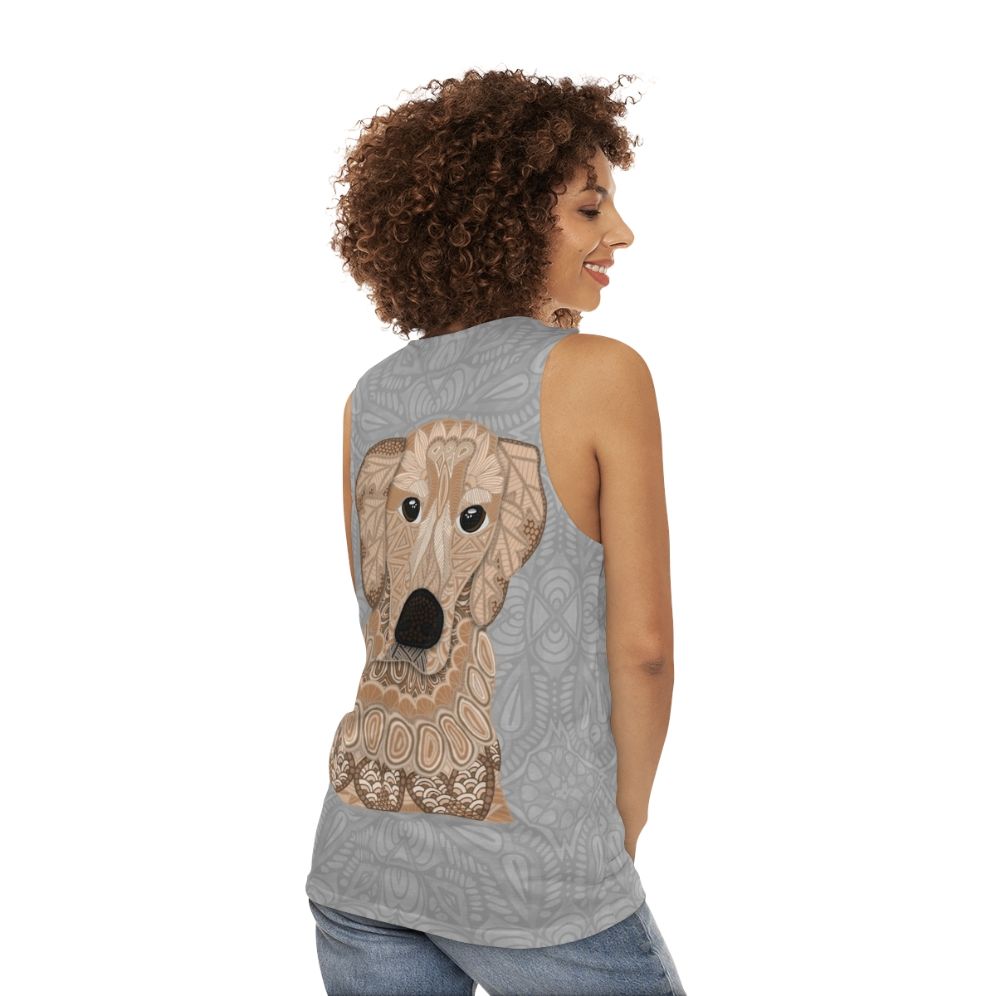 Golden Retriever dog wearing a tank top - women back