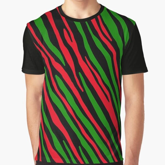 90's Tribe Pattern Graphic T-Shirt with Tribe Called Quest Inspired Design