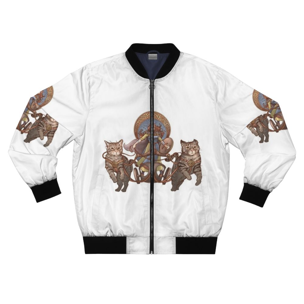 Freya Nordic Goddess Cats Bomber Jacket