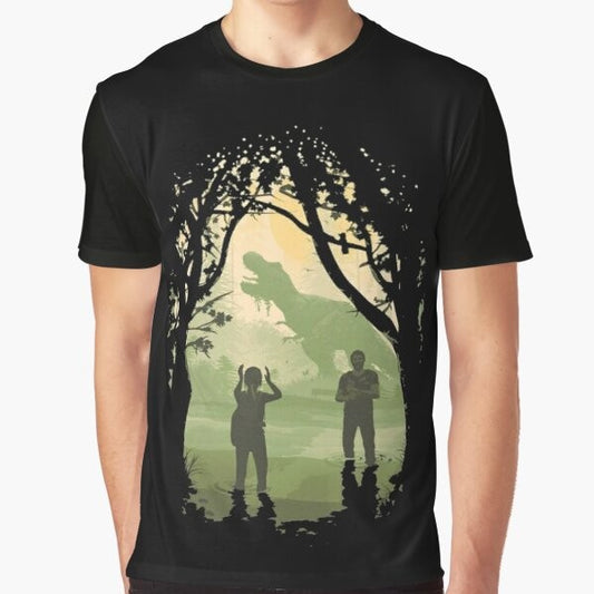 The Last of Us Part II Graphic T-Shirt for Gamers featuring Ellie and Joel in a post-apocalyptic setting