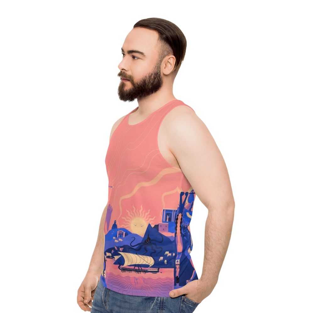 Unisex tank top with Greek mythology inspired design - men side