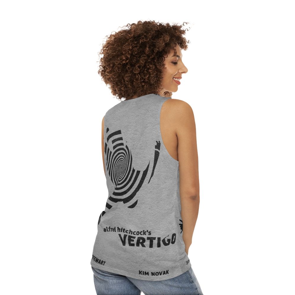 Vertigo Unisex Tank Top with Minimalist Movie Design - women back