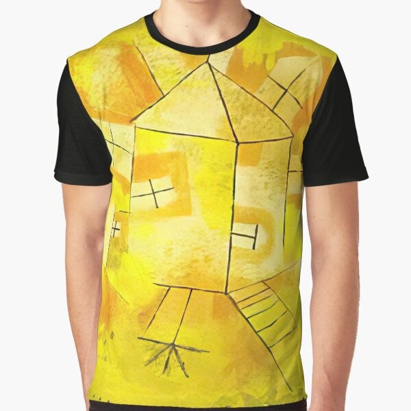 Graphic t-shirt featuring Paul Klee's cubist and expressionist painting "Castle and Sun"