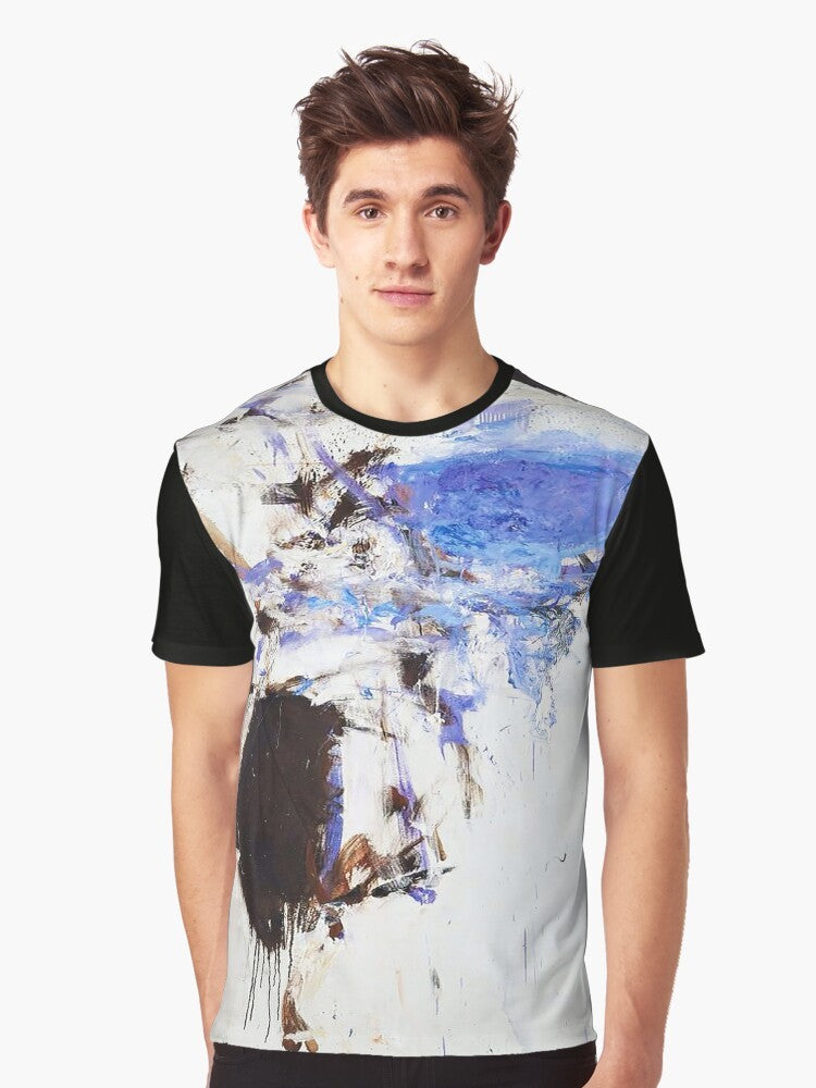 Joan Mitchell inspired abstract expressionist watercolor graphic design t-shirt - Men