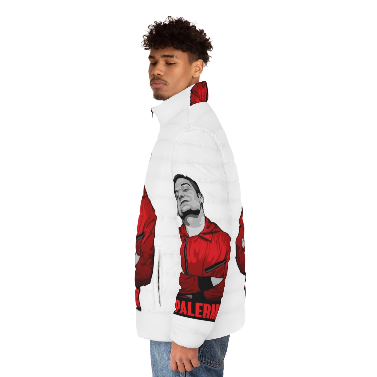 Money Heist Palermo Puffer Jacket with iconic La Casa De Papel design - men side left