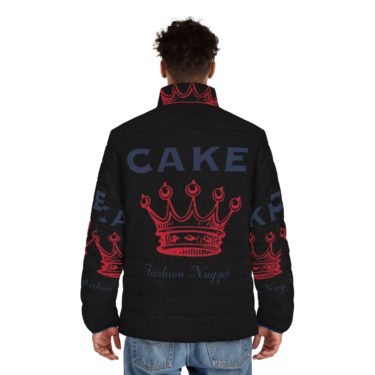 Cake Music Fashion Essential Puffer Jacket featuring the Cake band logo and concert-ready style - men back