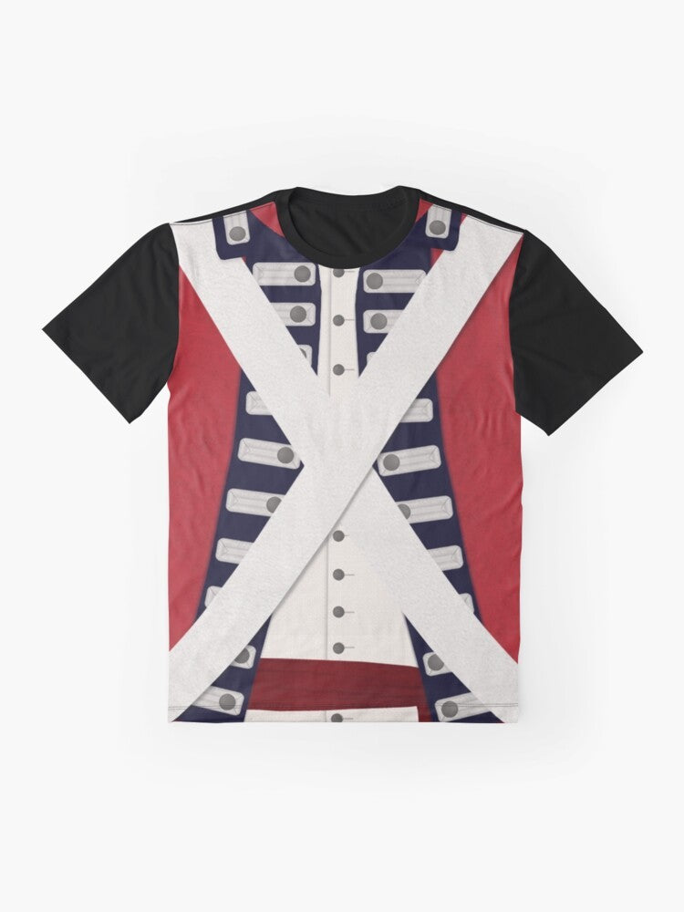 Graphic design of a British Redcoat soldier from the American Revolution era - Flat lay