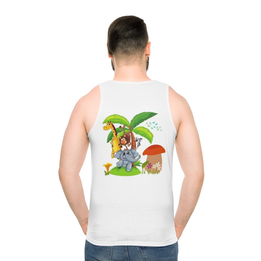 Unisex tank top with legendary animals design - men back