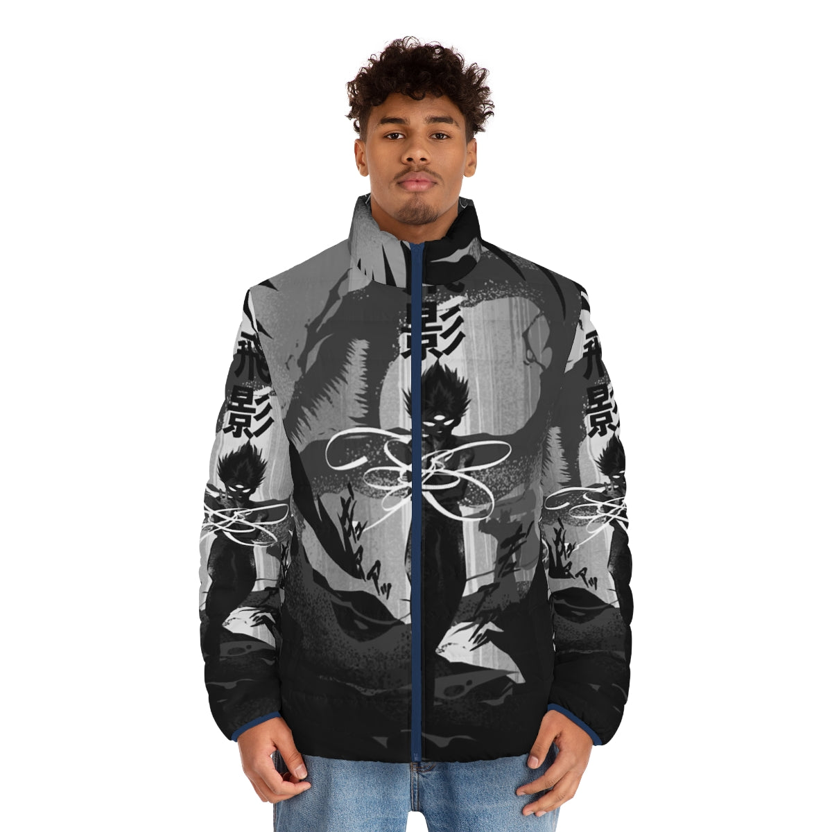 Hiei of Spirit World Classic Puffer Jacket with anime-inspired design - men front