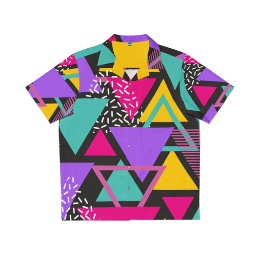 Vibrant retro Hawaiian shirt with geometric pattern