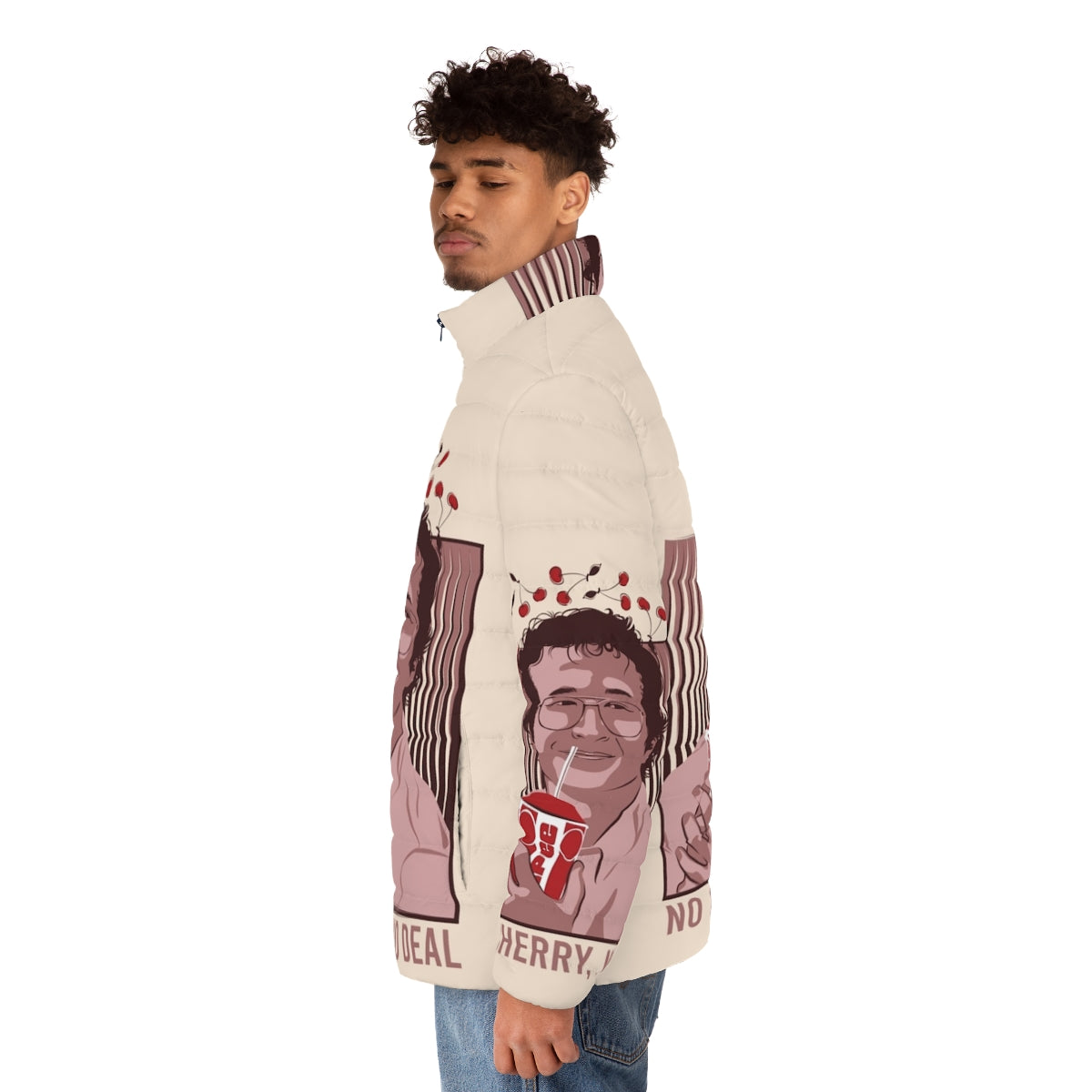 Alexei Smirnoff Puffer Jacket featuring Stranger Things Demogorgon and Upside Down design - men side left