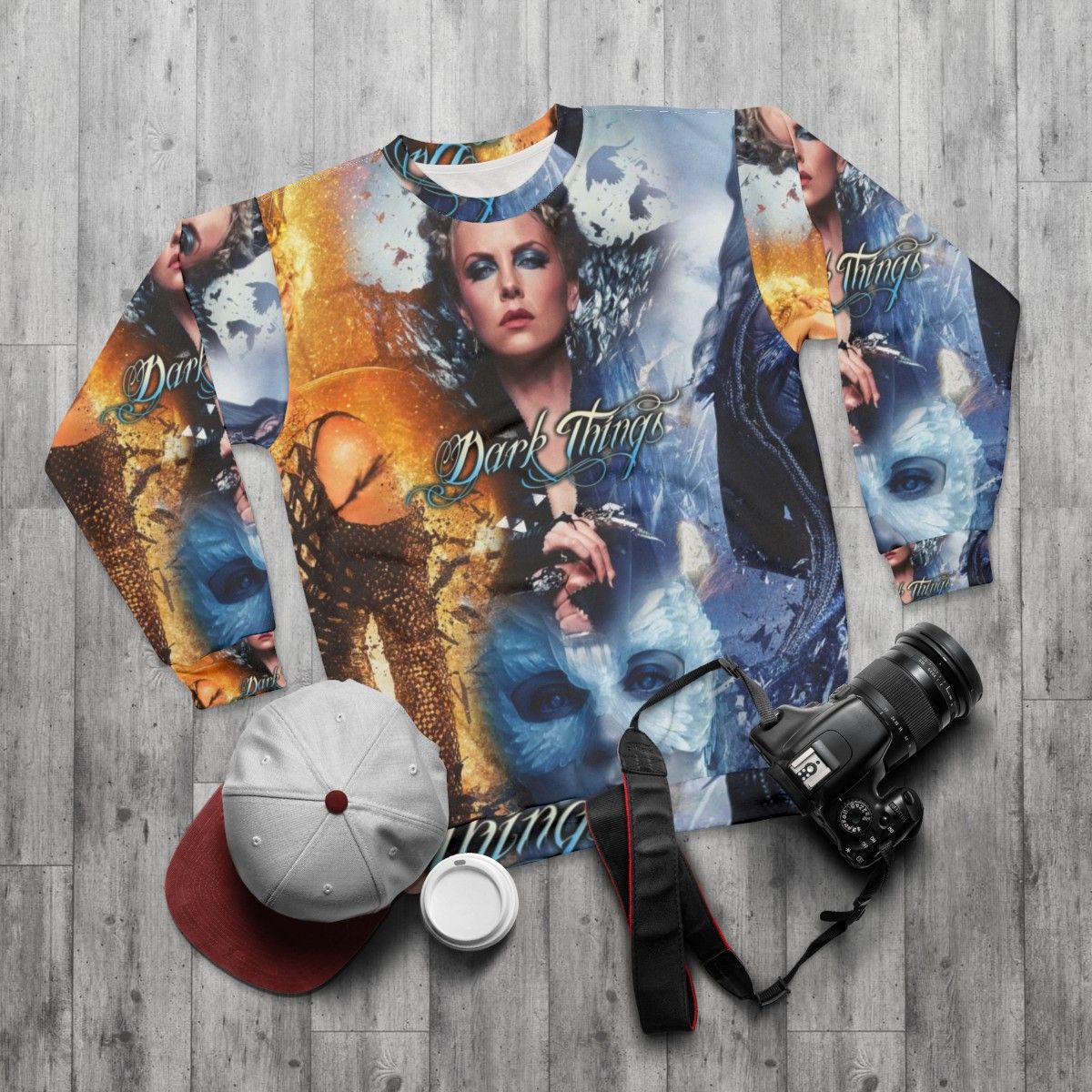 Evil Queen Ice Queen Fantasy Art Sweatshirt - flat lay