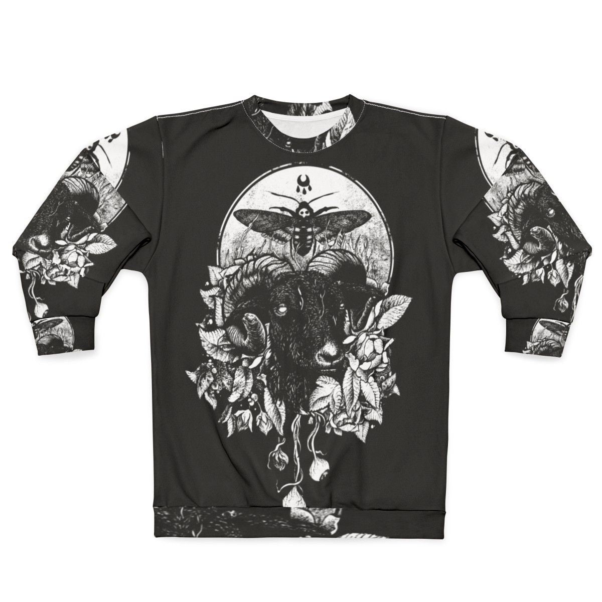 Gothic occult sweatshirt with dark nature and death metal inspired design