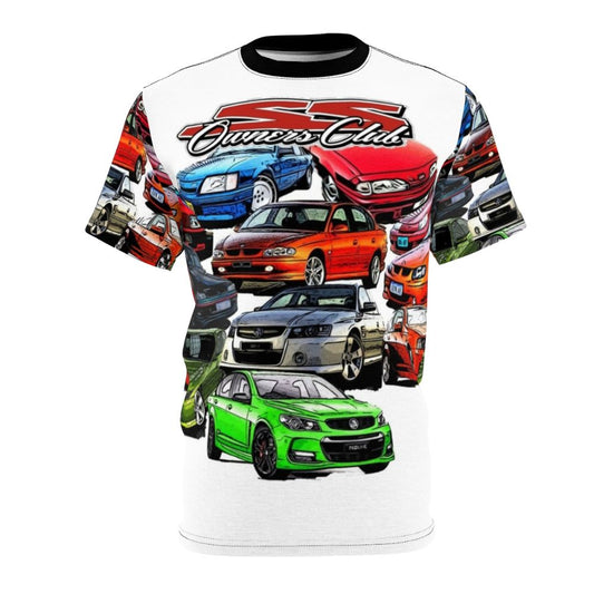 Custom all-over print t-shirt featuring Holden Commodore design