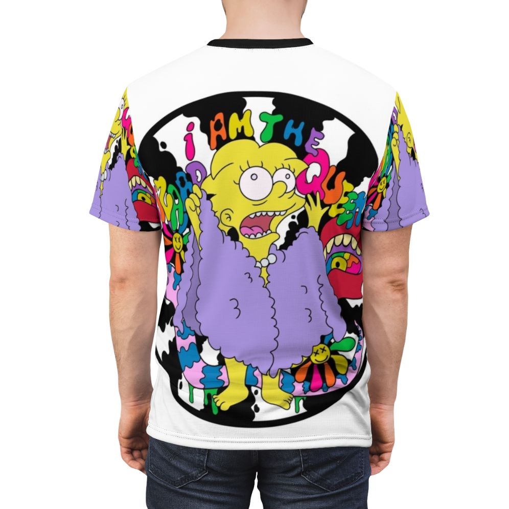 Psychedelic lizard illustration on a vintage style t-shirt - men back