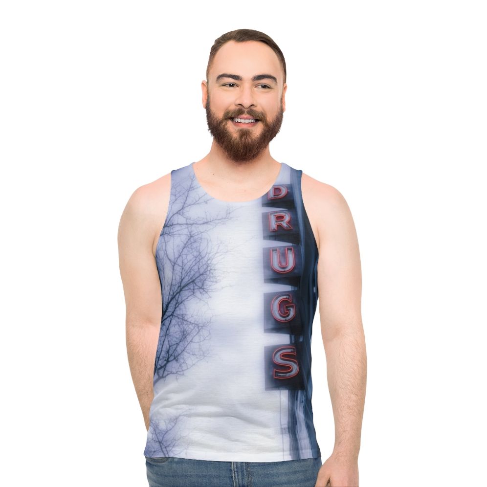 Neon retro graphic tank top - men