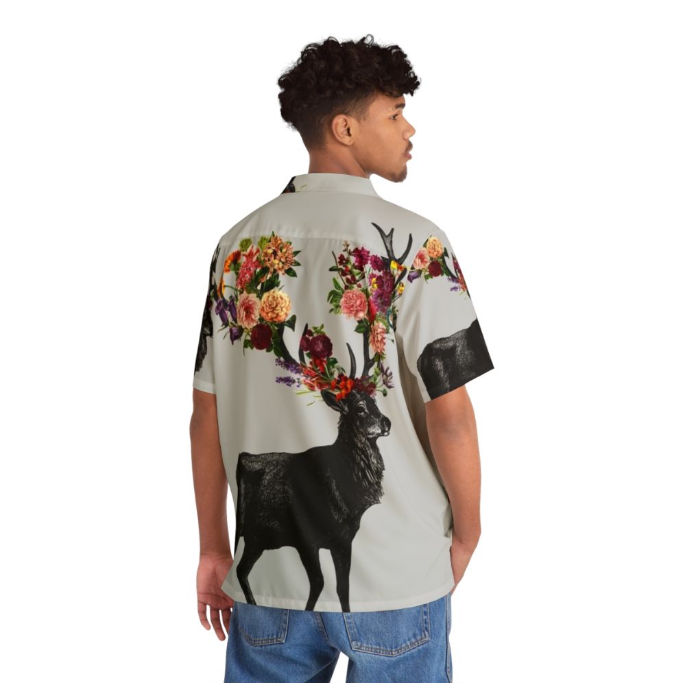 Colorful deer and floral pattern Hawaiian shirt - People Back