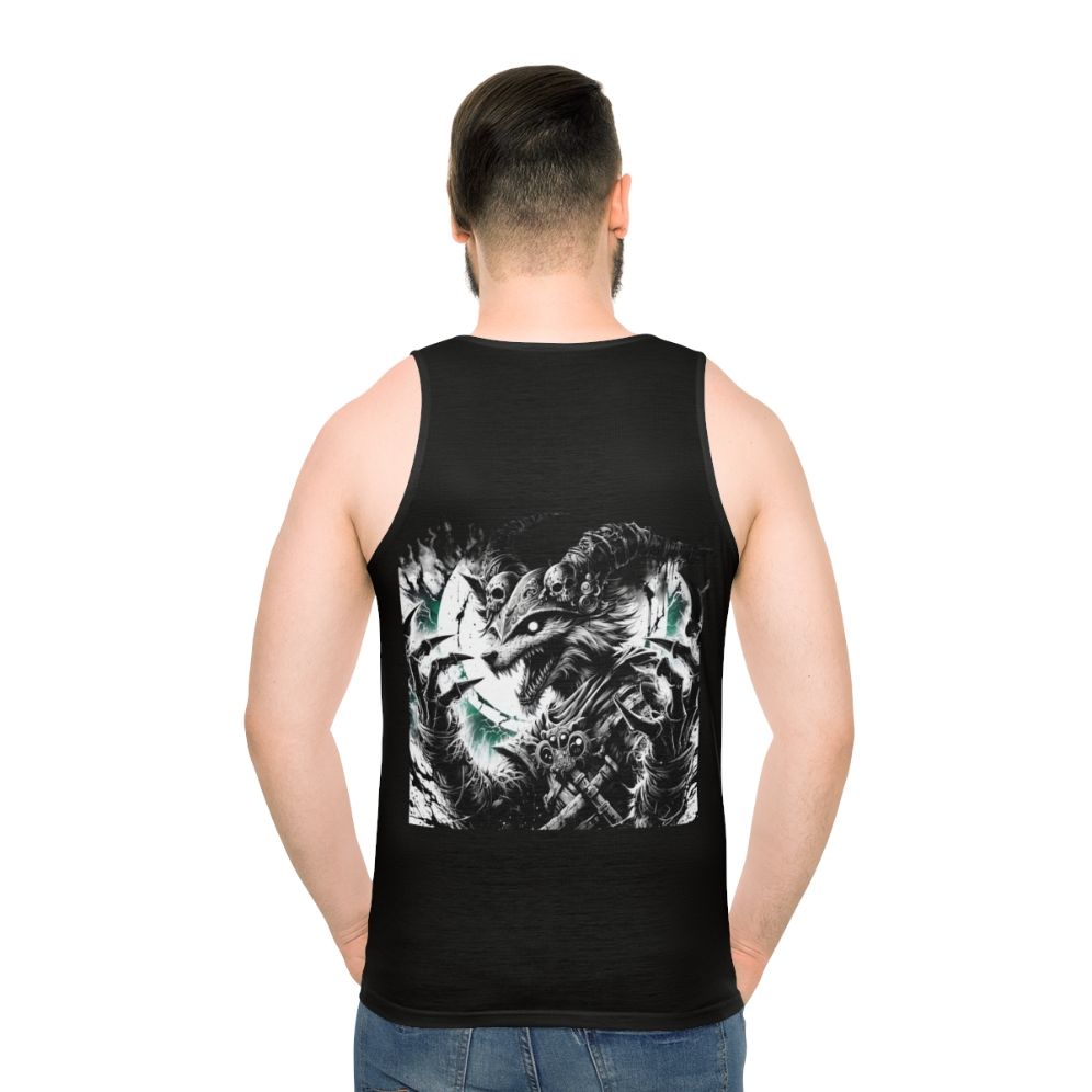 Furry art unisex tank top with animal print design - men back