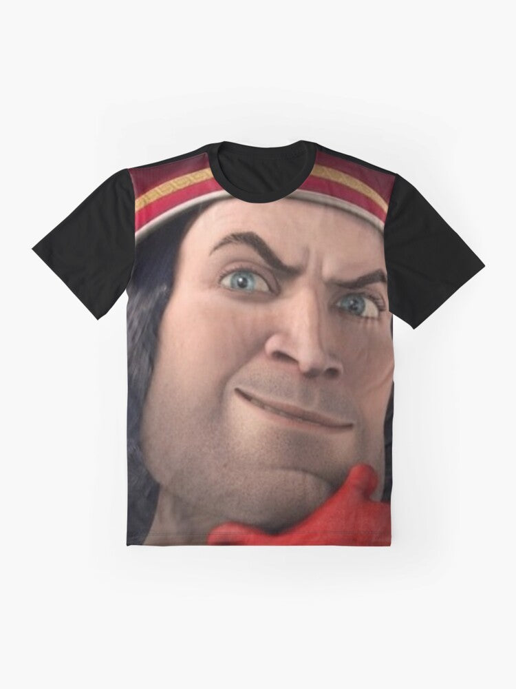 Lord Farquaad graphic t-shirt with Shrek meme design - Flat lay