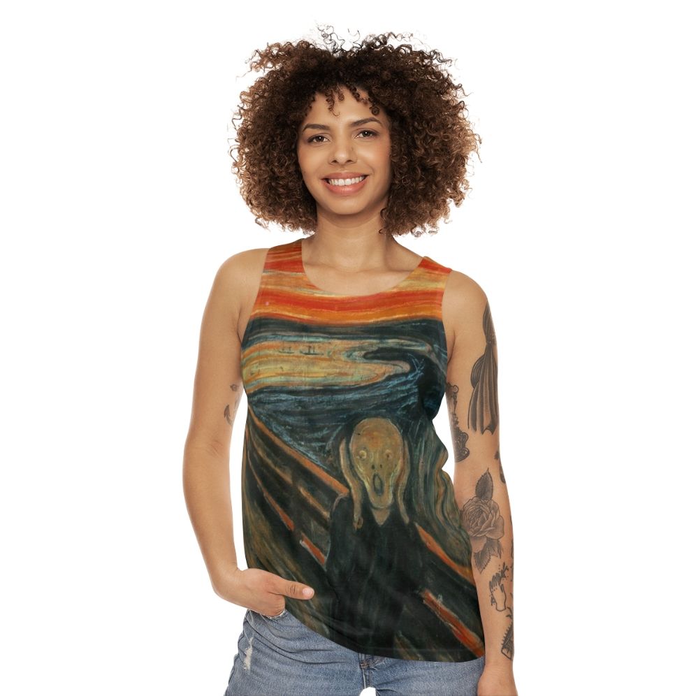 Edvard Munch's "The Scream" design on a unisex tank top - women